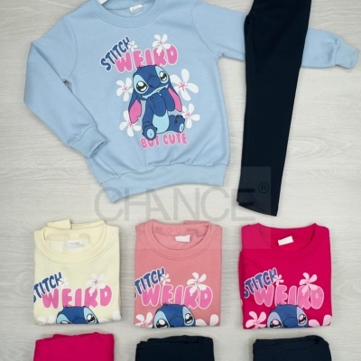 CONJUNTO STITCH "CUTE" CARDADO (2-12 ANOS)