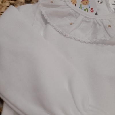 Body com gola redonda bordada