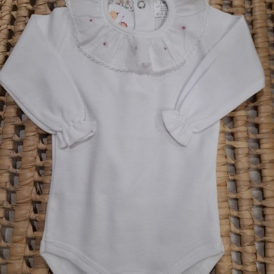 Body com gola redonda bordada