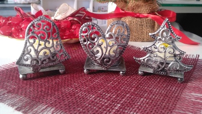 Porta Vela Metálico Cinza