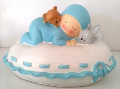 Bebé em almofada Azul