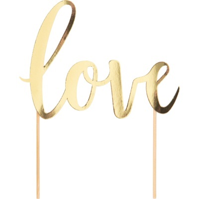 topo bolo LOVE dourado