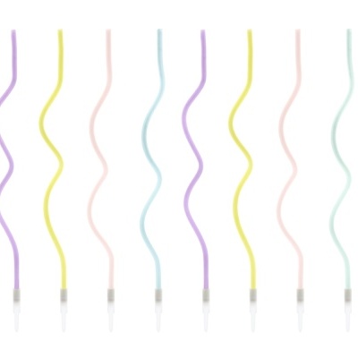 Velas finas onduladas pastel 14cm - conj. 8