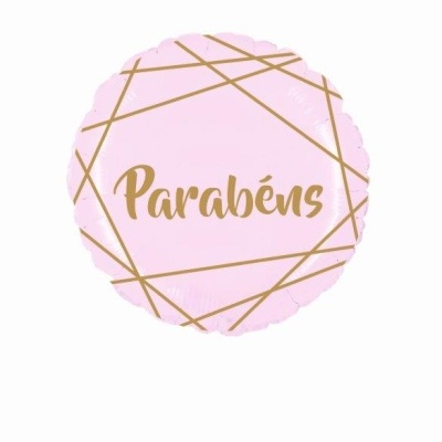 balão parabéns  rosa / dourado 45cm