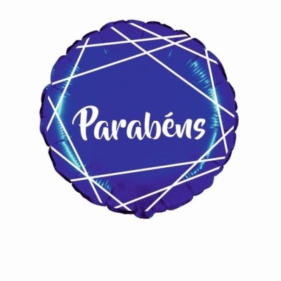 balão parabéns  azul/branco 45cm