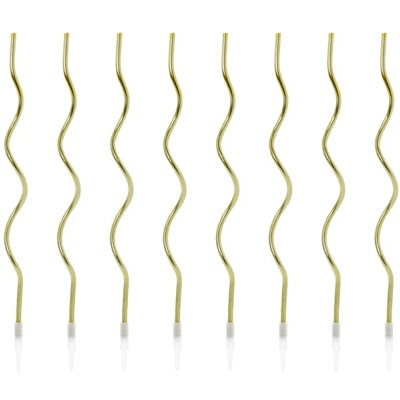 Velas finas onduladas douradas 14cm - conj. 8