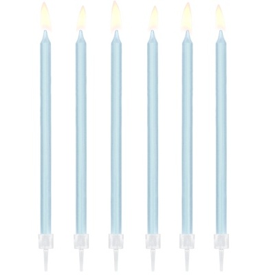 Velas finas azul claro 12,5cm - conj. 12