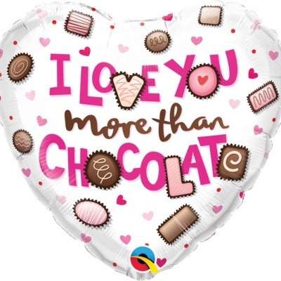 balão I LOVE YOU MORE THAN CHOCOLATE 45cm