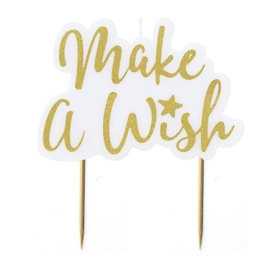 Vela Make a Wish dourada glitter