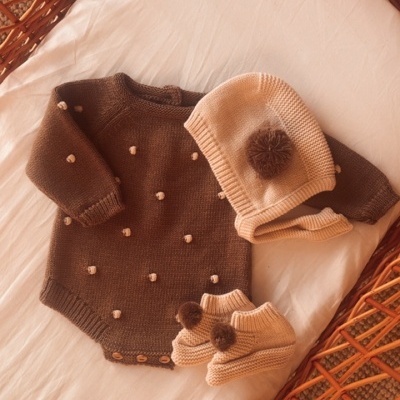 CONJUNTO POMPOM TAUPE