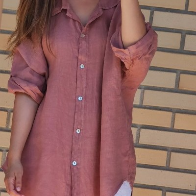 Camiseiro Curto Linho Rosa