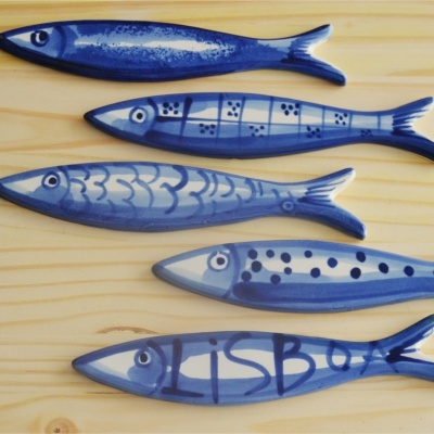 portugal icon, ceramic sardines handpainted