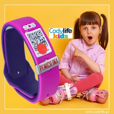 Pulseira Codylife Kids (Silicone) + chapa Alerta