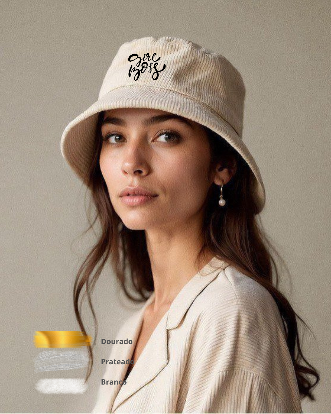 Chapéu Bucket em Bombazina “Girl Boss”
