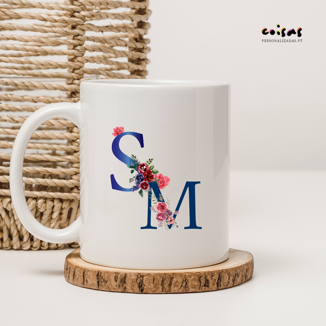 Caneca Personalizada em Cerâmica | Iniciais em 5 Cores