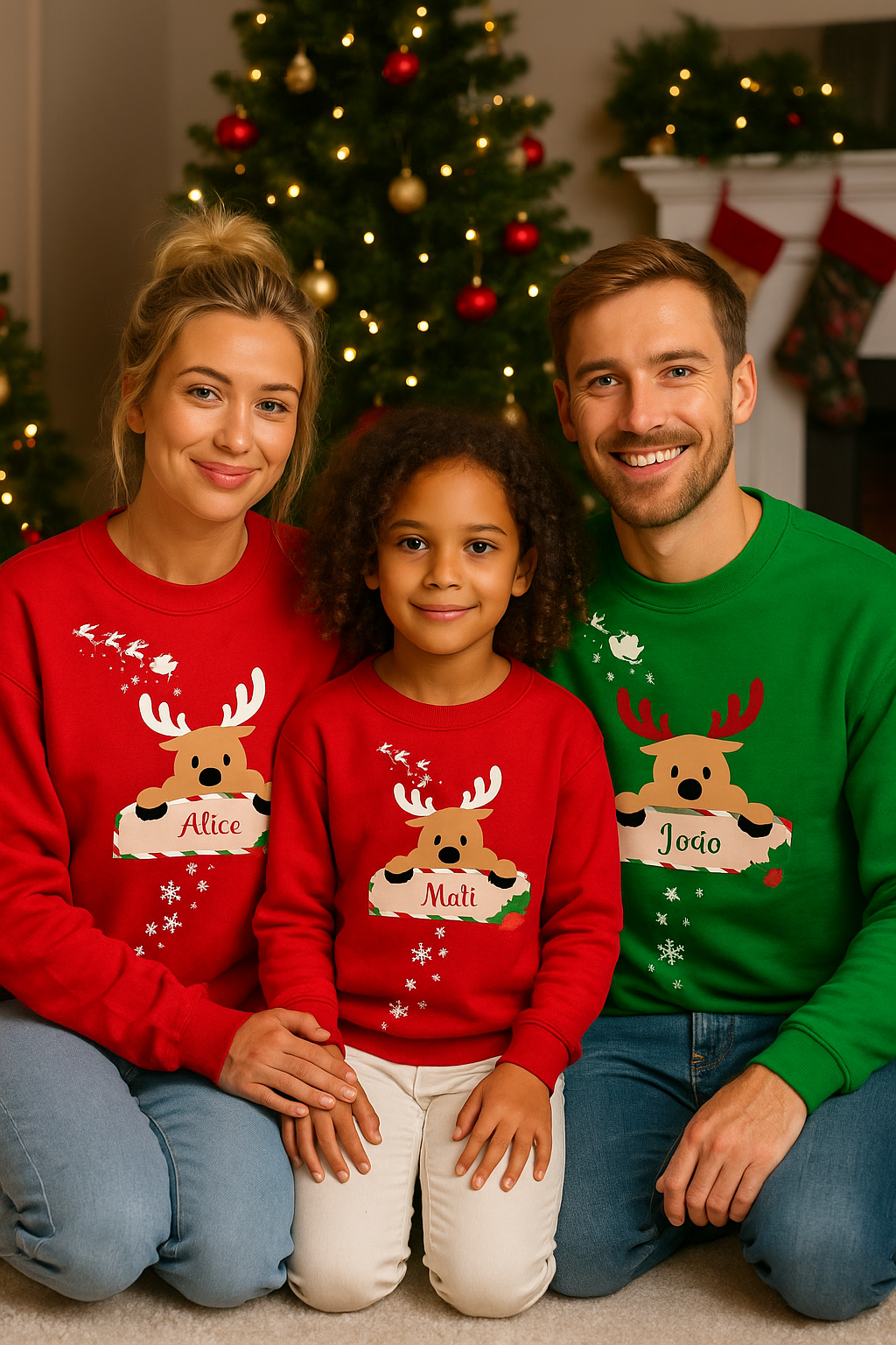 Conjunto de Camisolas de Natal Personalizadas para toda a Família com descontos!