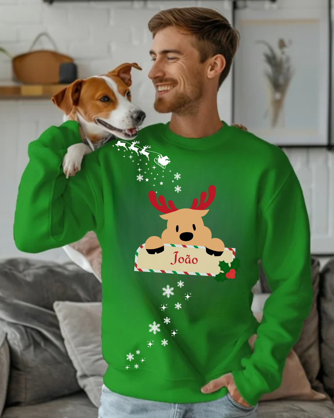 Camisola de Natal para Homem Personalizada com Nome – Vermelha ou Verde