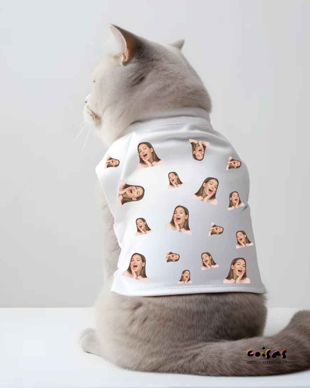 T-Shirt Personalizada para Gato com Fotografia dos Donos | Estilo e Mimos com Humor