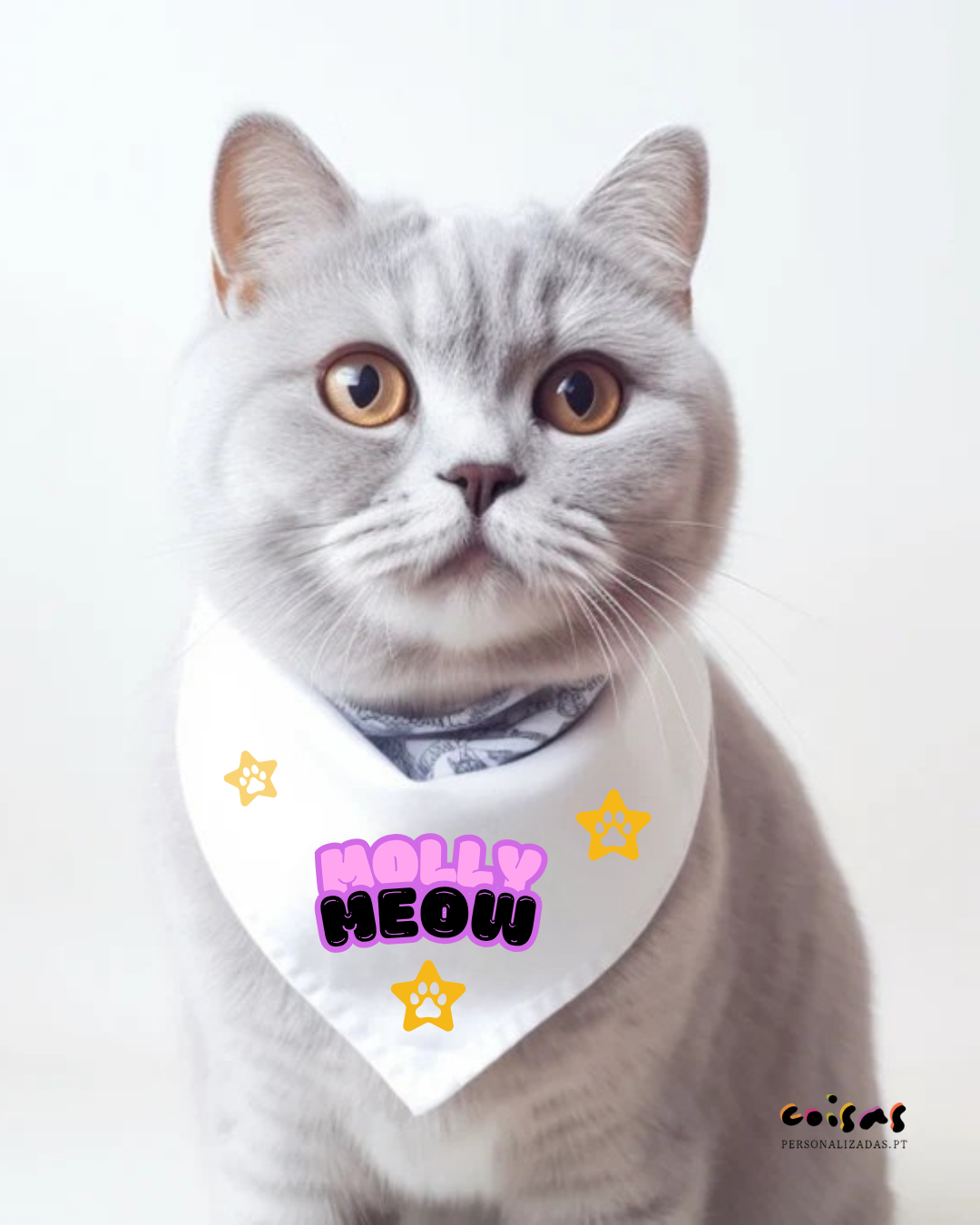 Bandana-Coleira Personalizada para Gato | Nome Estampado e Design Cheio de Graça