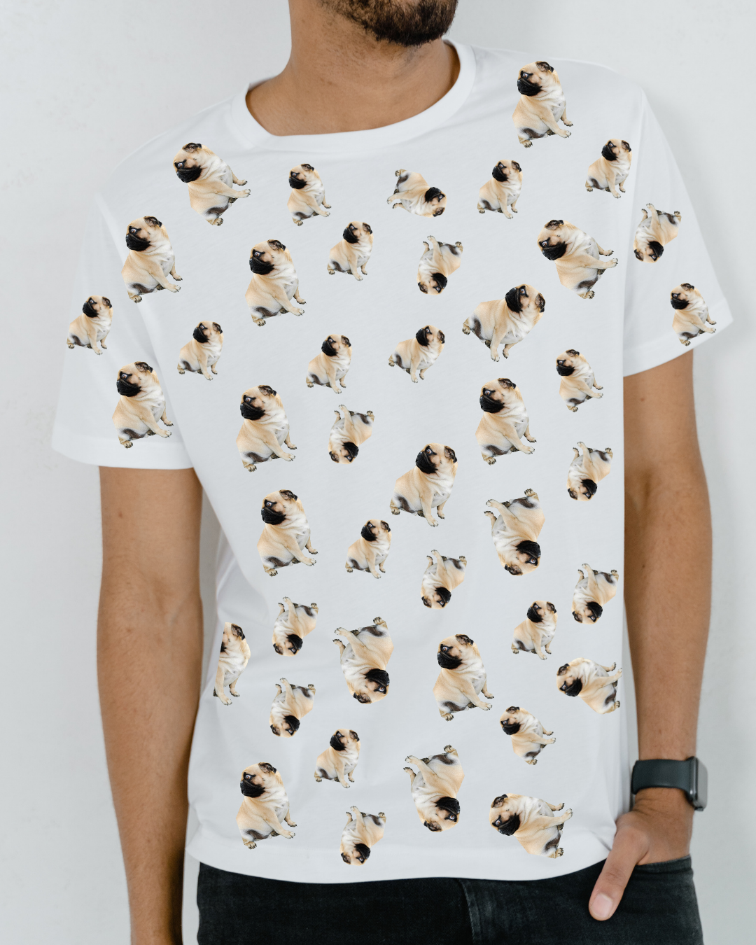 T-shirt Personalizada Homem | Padrão com Foto do Seu Animal de Estimação