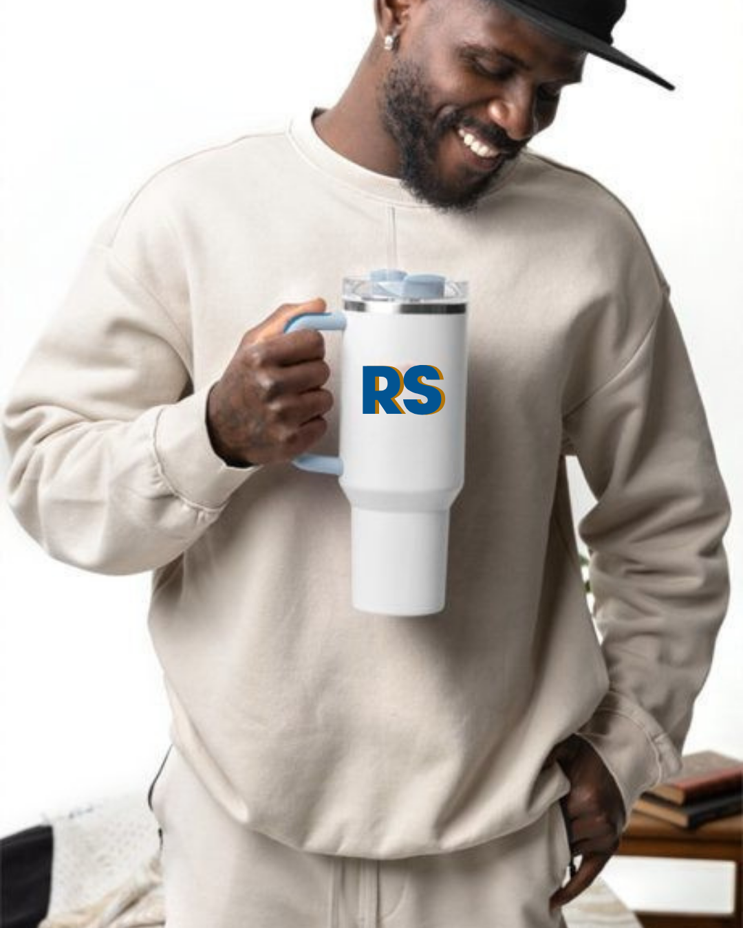 Copo Térmico 1,2 L Branco Personalizado para homem | Nome ou Iniciais