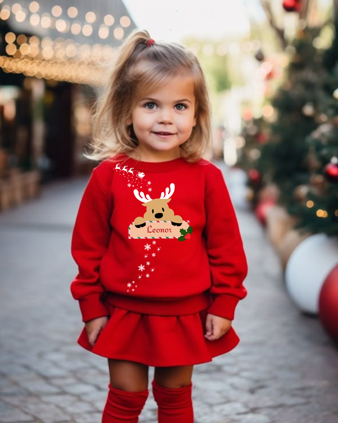 Camisola&#x20;de&#x20;Natal&#x20;para&#x20;Crian&#x00E7;a&#x20;Personalizada&#x20;com&#x20;Nome&#x20;&#x2013;&#x20;Vermelha&#x20;ou&#x20;Verde