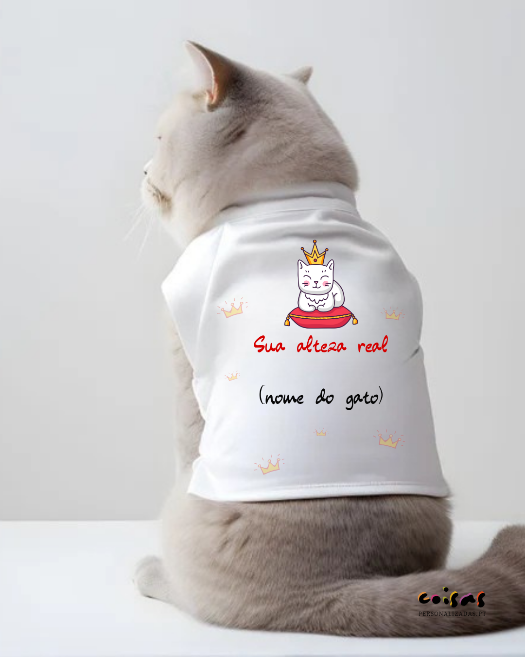 T-Shirt Personalizada com Nome do Gato | “Sua Alteza Real"
