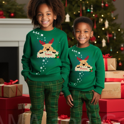 Camisola&#x20;de&#x20;Natal&#x20;para&#x20;Crian&#x00E7;a&#x20;Personalizada&#x20;com&#x20;Nome&#x20;&#x2013;&#x20;Vermelha&#x20;ou&#x20;Verde