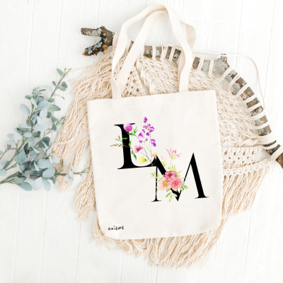 Tote&#x20;Bag&#x20;Personalizada&#x20;em&#x20;Algod&#x00E3;o&#x20;Reciclado&#x20;com&#x20;Iniciais