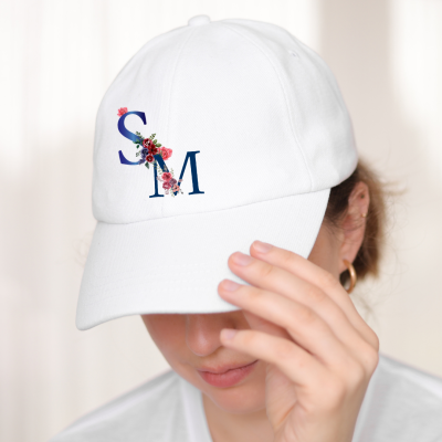 Bon&#x00E9;&#x20;Branco&#x20;Personalizado&#x20;com&#x20;Iniciais&#x20;&#x7C;&#x20;100&#x25;&#x20;Algod&#x00E3;o&#x20;Ajust&#x00E1;vel