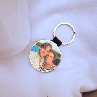 Porta-Chaves&#x20;Redondo&#x20;Personalizado&#x20;com&#x20;Fotografia&#x20;&#x7C;&#x20;Frente&#x20;e&#x20;Verso