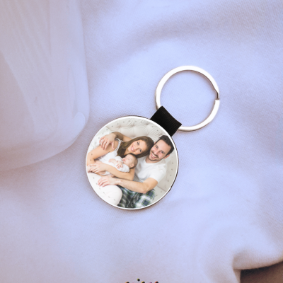 Porta-Chaves&#x20;Redondo&#x20;Personalizado&#x20;com&#x20;Fotografia&#x20;&#x7C;&#x20;Frente&#x20;e&#x20;Verso