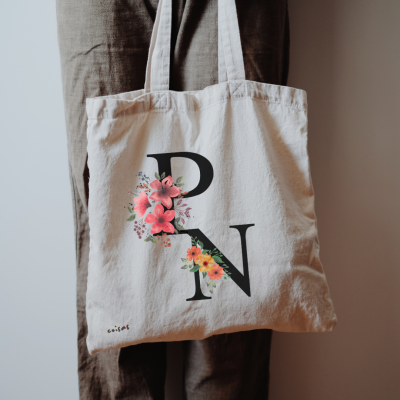 Tote&#x20;Bag&#x20;Personalizada&#x20;em&#x20;Algod&#x00E3;o&#x20;Reciclado&#x20;com&#x20;Iniciais