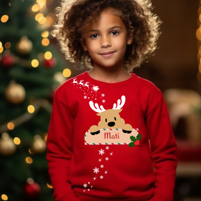 Camisola&#x20;de&#x20;Natal&#x20;para&#x20;Crian&#x00E7;a&#x20;Personalizada&#x20;com&#x20;Nome&#x20;&#x2013;&#x20;Vermelha&#x20;ou&#x20;Verde