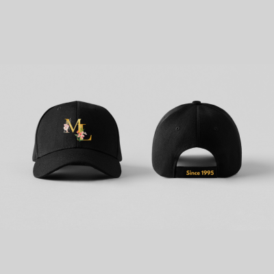 Bon&#x00E9;&#x20;Preto&#x20;Personalizado&#x20;com&#x20;Iniciais&#x20;&#x7C;&#x20;100&#x25;&#x20;Algod&#x00E3;o&#x20;Ajust&#x00E1;vel