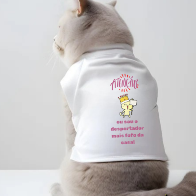 T-Shirt&#x20;Personalizada&#x20;para&#x20;Gato&#x20;&#x7C;&#x20;Aten&#x00E7;&#x00E3;o&#x3A;&#x20;despertador&#x20;mais&#x20;fofo&#x20;da&#x20;casa
