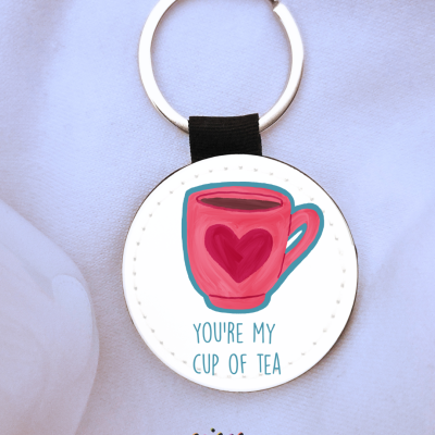 Porta-chaves amor com ilustração de chávena