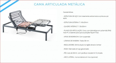 Cama articulada metálica com motor