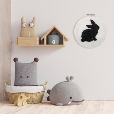 Silhueta de animais em punch neddle