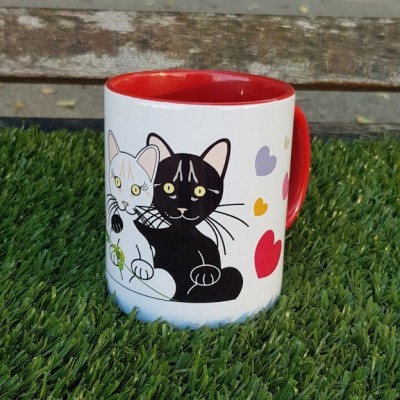 Caneca de porcelana gatos love