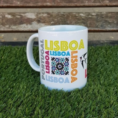 Caneca de porcelana Lisboa e azulejos