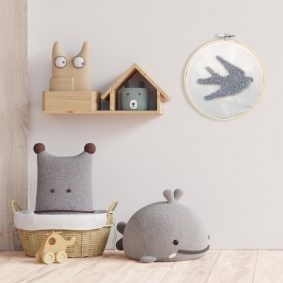 Silhueta de animais em punch neddle