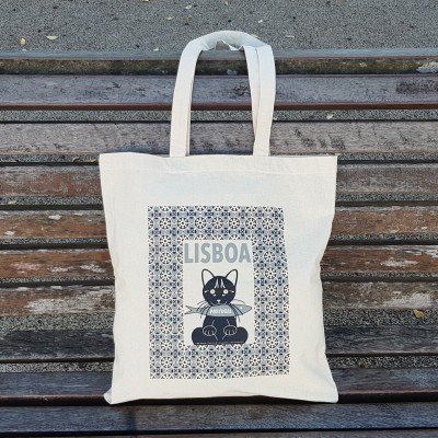 Saco algodão gato fundo cinza