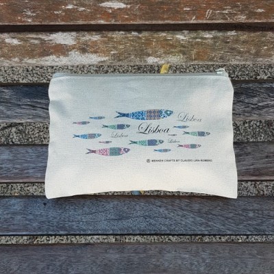 Estojo algodão sardinhas