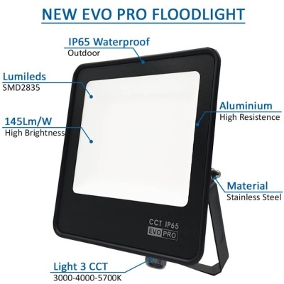 LED Projetor 50W CCT IP65 Chip LUMILEDS