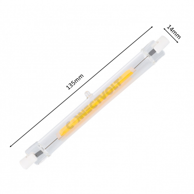 Tubo de vidro transparente com um elemento amarelo no interior com dimensões