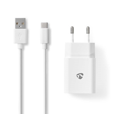 Carregador de parede branco com cabo USB tipo C