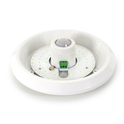 Luminária de teto redonda branca com LEDs e sensor central