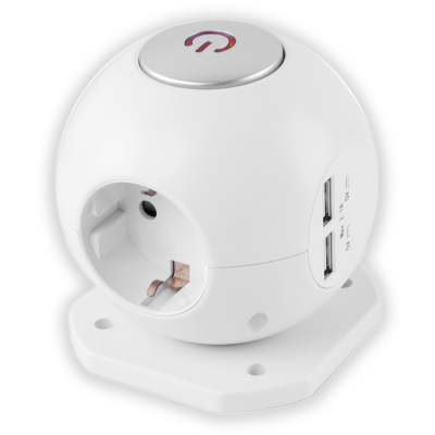 Tomada Globo 3 Saídas + 2x USB 2.1A