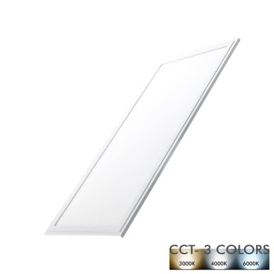 Painel LED branco retangular com três opções de temperatura de cor